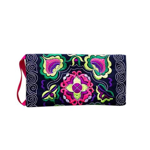 Image of Women Ethnic Handmade Embroidered Wristlet Clutch Bag Vintage Purse Wallet