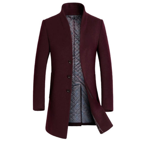 Image of Classic Men's Jackets Outerwear Trench Woolen Coats