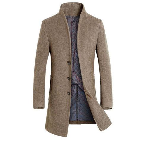 Image of Classic Men's Jackets Outerwear Trench Woolen Coats