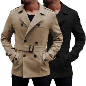 Warm Winter British Outwear Men's Trench Long Coats Wool Coat