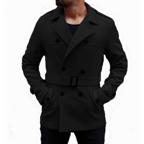 Image of Warm Winter British Outwear Men's Trench Long Coats Wool Coat