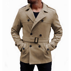 Warm Winter British Outwear Men's Trench Long Coats Wool Coat